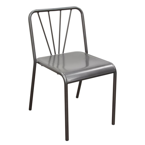 Set of (2) Mercer Vintage Metal Dining Chair in Gun Metal Grey Finish