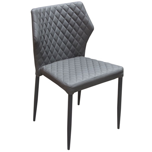 Milo 4-Pack Dining Chairs in Grey Diamond Tufted Leatherette with Black Powder Coat Legs (Mínimo de compra 4 piezas)
