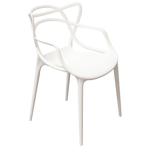 Newton 4-Pack Indoor/Outdoor Accent Chairs in White Polypropylene (Mínimo de compra 4 piezas)