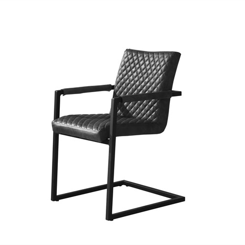 Nolan 2-Pack Dining Chairs in Black Diamond Tufted Leatherette on Black Powder Coat Frame (Mínimo de compra 2 piezas)
