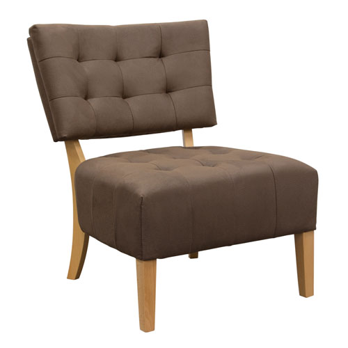 Oliva Low Profile Accent Chair in Dark Brown Fabric with Wood Leg