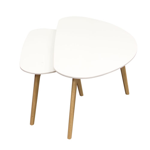 Terra 2PC Nesting Cocktail Table Set w/ White Tops & Oak Legs