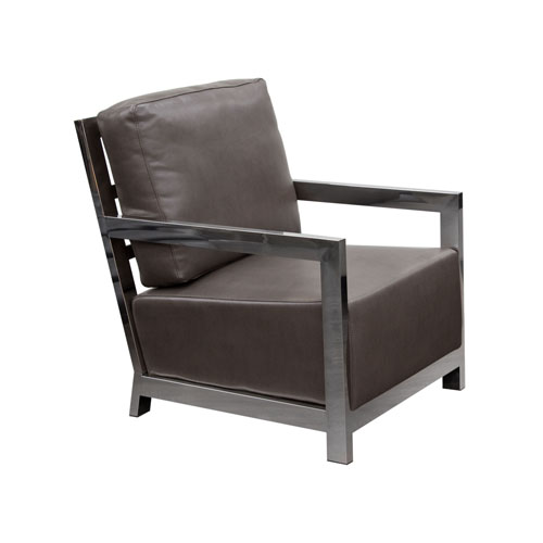Zen Accent Chair w/ Stainless Steel Frame – Elephant Grey