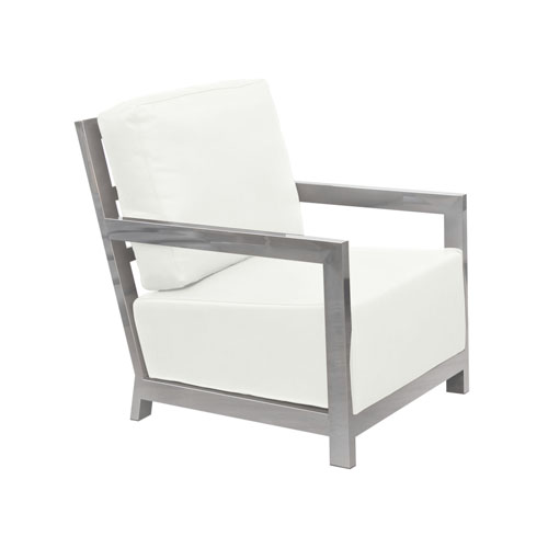 Zen Accent Chair w/ Stainless Steel Frame – White