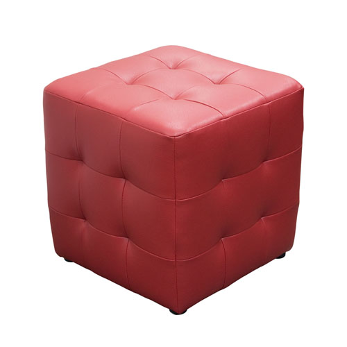 Zen Collection, Bonded Leather Tufted Cube Accent Ottoman