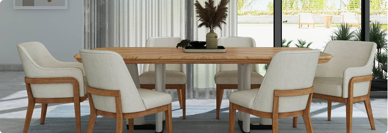 COMEDOR CON 6 SILLAS Y 2 SILLONES PORTICO