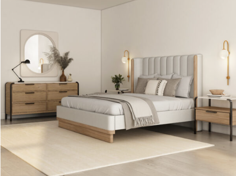 Portico King Upholstered Shelter Bed