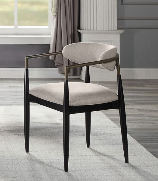 Silla brazo metal tapiz beige